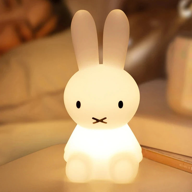 Cute 3D Night Light Kawaii Anime Cartoon Bunny Eye Protection Rechargeable Desk Lamp Bedroom Children Bedside Lamp Camp Lamp