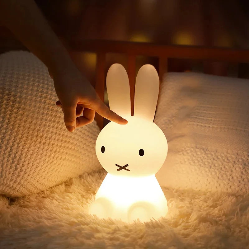 Cute 3D Night Light Kawaii Anime Cartoon Bunny Eye Protection Rechargeable Desk Lamp Bedroom Children Bedside Lamp Camp Lamp