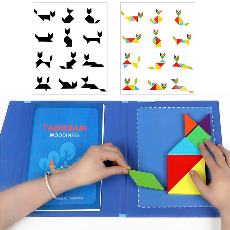 Children'S Magnetic Jigsaw Puzzle Montessori Teaching Aids Magnetic Tangram Puzzle Early Education Educational Toys for Children